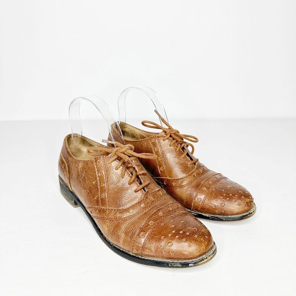 Miz Mooz Women's Monaco Brown Leather Lace Up Brogue Oxford Shoes 8.5